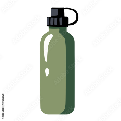Outdoor Water Bottle in Flat Vector Style for Hiking