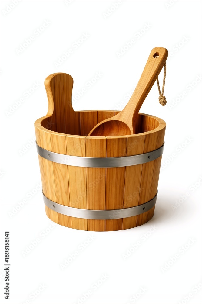 custom made wallpaper toronto digitalWooden Sauna Bucket with Ladle Isolated on White