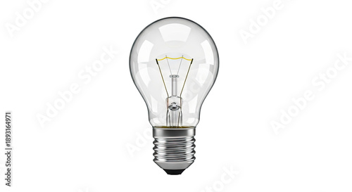 Clear incandescent light bulb on a white background