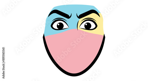 Abstract Face Masked Person With Eyes and Eyebrows