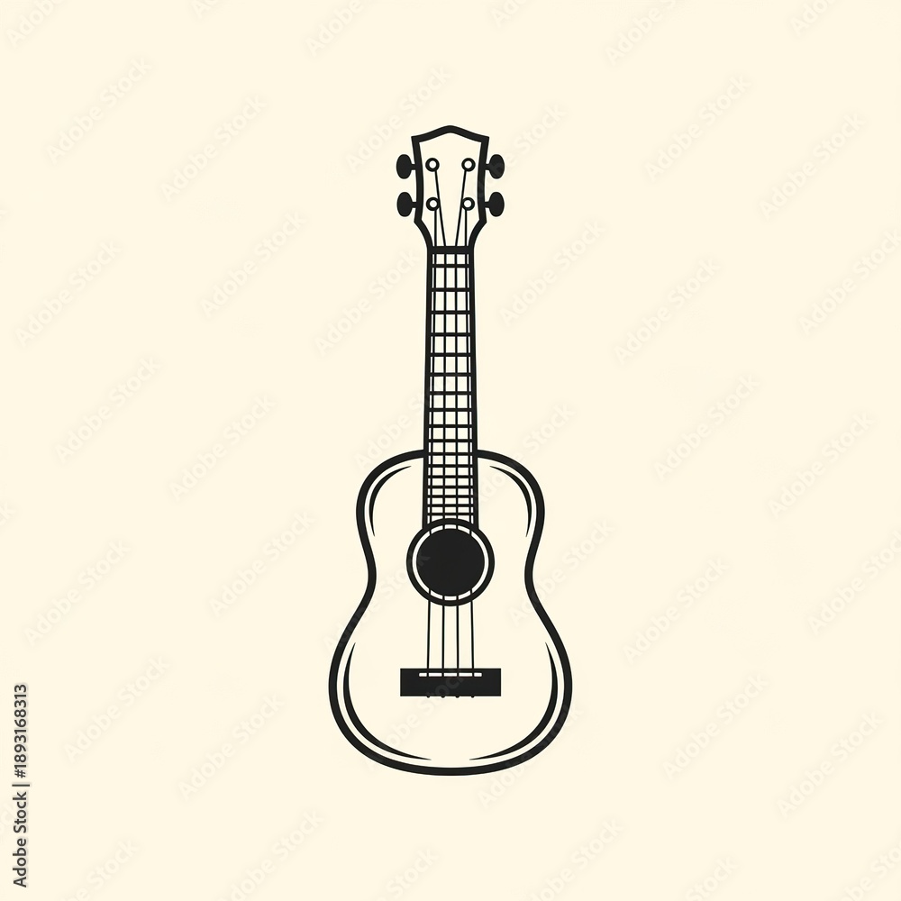 Obraz premium Elegant ukulele silhouette on cream background for music projects