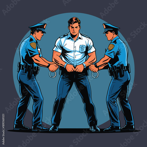 vector illustration of a person being handcuffed by the police