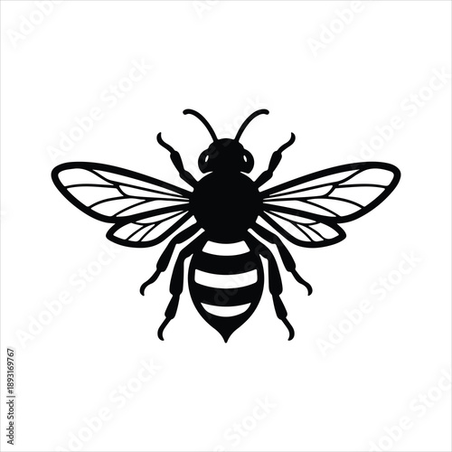 vector illustration of a bee, bee icon on the white background.