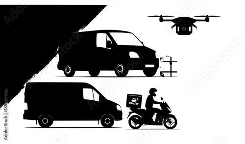 Freight transport silhouette vector set sea air road rail