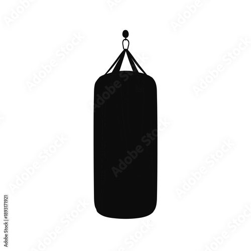 Hanging boxing punching bag silhouette