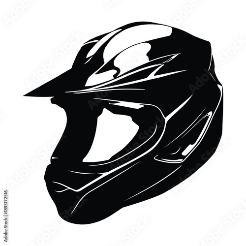 Black motocross helmet side view vector