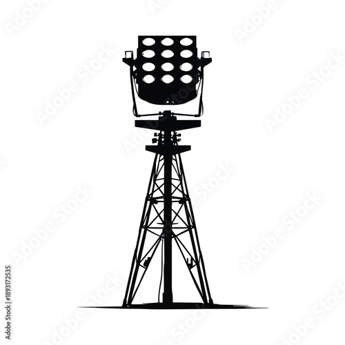 Stadium floodlight tower silhouette front view