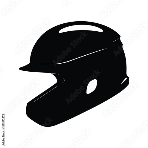 Baseball batting helmet side view silhouette