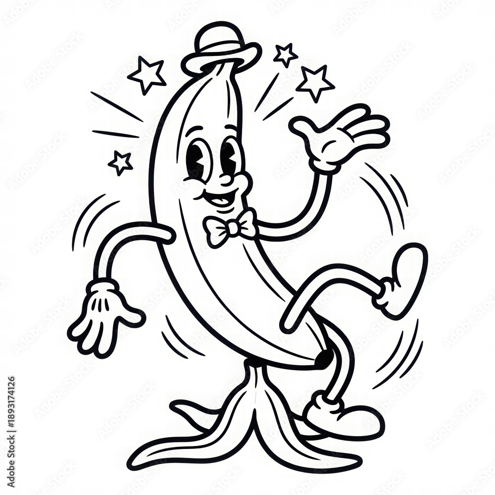 Obraz premium Fun Cartoon Banana Character for Coloring Pages