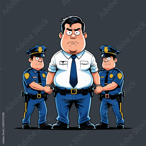 vector illustration of a person being handcuffed by the police