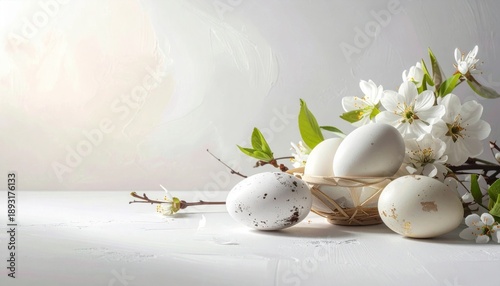 White background for a minimalist Easter theme.