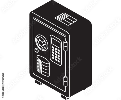 Secure safe box with combination lock and keypad for valuable items.