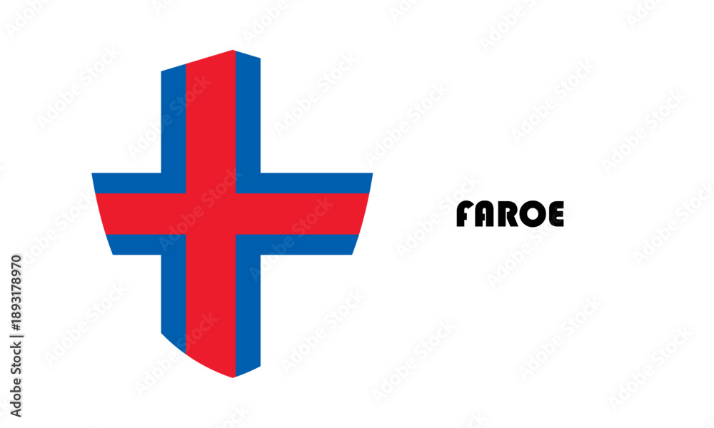 Obraz premium Faroe flag in shield shape with high quality