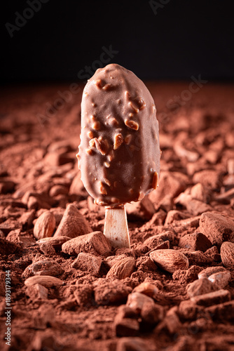 Tasty almond ice cream made...