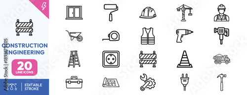 Construction engineering icons set.