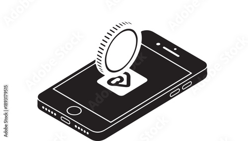 Smartphone with coin and heart icon representing mobile payment and digital transactions.