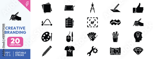 Creative drawing icons set.