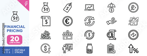 Financial icons and symbols.