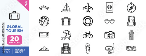 Global Tourism Travel Icons.