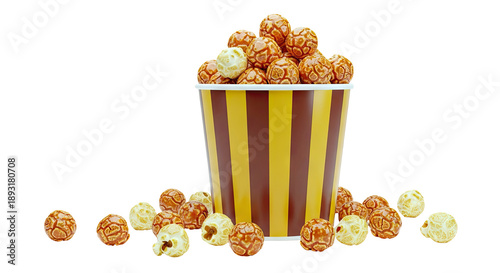 Caramel Popcorn in Striped Bucket