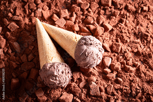 Brown chocolate ice cream o...
