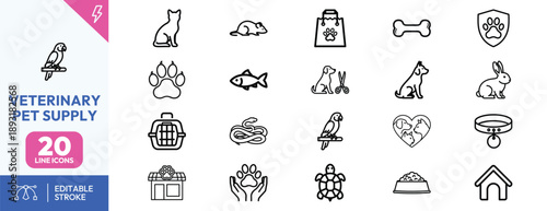 Veterinary Pet Supply Icons.