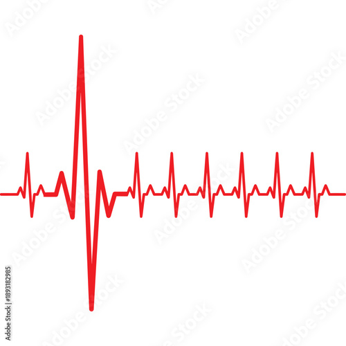 A red electrocardiogram ecg line depicting a human heartbeat rhythm