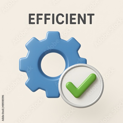 Efficiency Concept With Gear And Check Mark Business Performance Symbol
