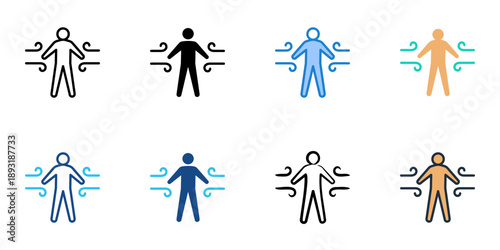 Wind chill icons set multiple style collection. Editable stroke 
