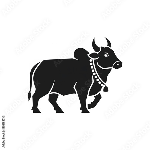 A Majestic Black Bull Silhouette, A Sacred Symbol for Maha Shivratri Celebrations