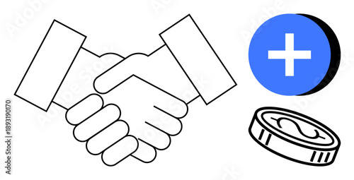 Business agreement concept. Handshake partnership and collaboration in business agreement. Business agreement associated with financial growth, trust, and healthcare. Ideal for corporate