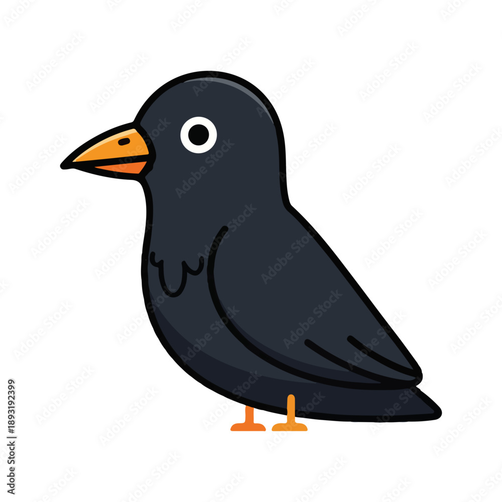 Fototapeta premium Cute cartoon crow icon simple vector illustration bird animal mascot