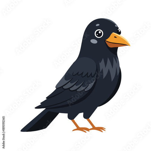 Cute Cartoon Crow Vector Illustration