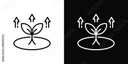 Growth Icon White And Black Background Style