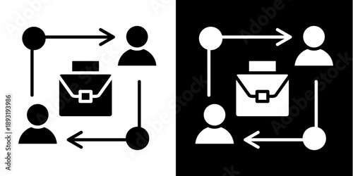 Job Rotation Icon Set White Glyph Style Collection
