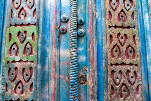 Africa, Egypt, Cairo, Sebteyya District. Iron and Woodwork salvage area with repurposed parts of buildings for sale.