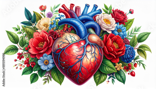 A heart made of colorful flowers and roses for a romantic celebration