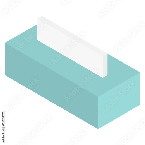 アイソメトリックで描かれたブロック風のボックスティッシュのイラスト
