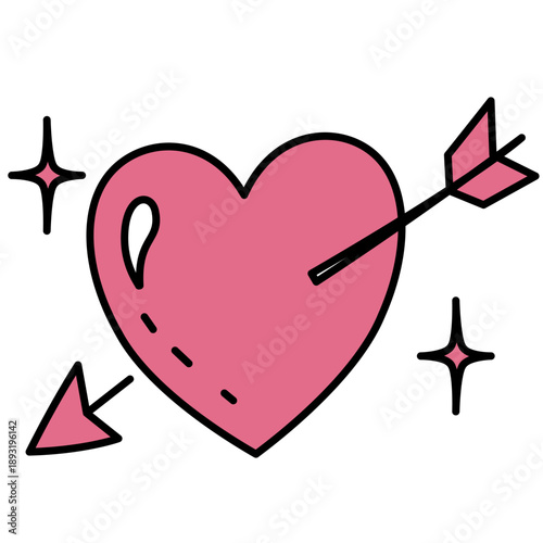 Heart with arrow icon vector for Valentine love concept