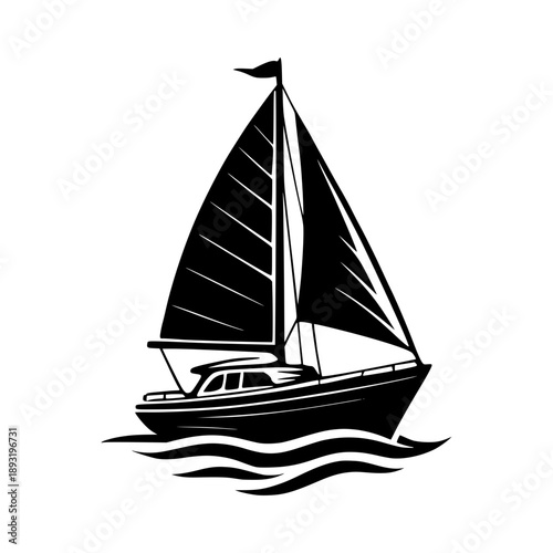 Boat Vector Logo Illustration Black and White