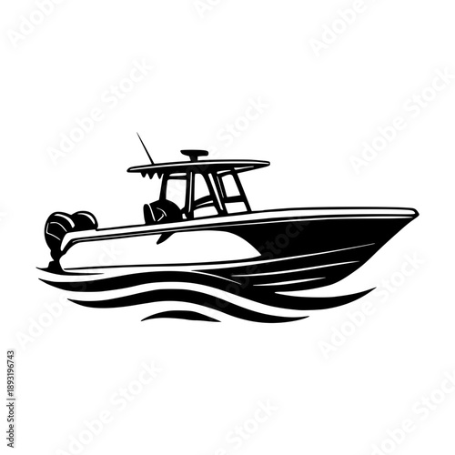 Boat Vector Logo Illustration Black and White