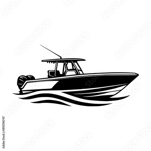 Boat Vector Logo Illustration Black and White
