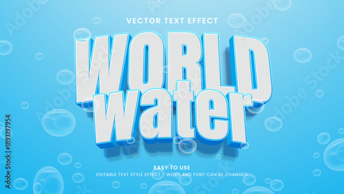 world water editable text effect 3d vector