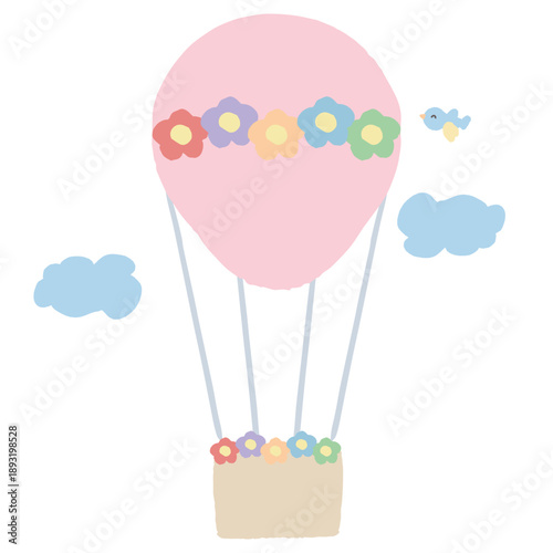 幼稚園・保育園向け やさしい挿絵イラストカットシリーズ｜気球 / Gentle Illustration for Kindergarten & Nursery – Hot Air Balloon