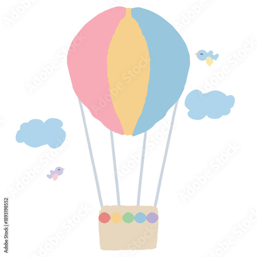 幼稚園・保育園向け やさしい挿絵イラストカットシリーズ｜気球 / Gentle Illustration for Kindergarten & Nursery – Hot Air Balloon