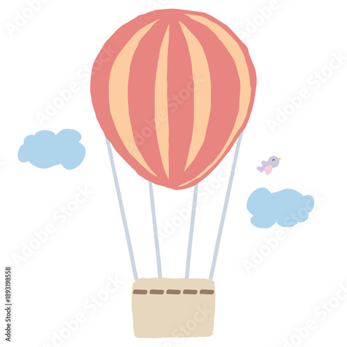 幼稚園・保育園向け やさしい挿絵イラストカットシリーズ｜気球 / Gentle Illustration for Kindergarten & Nursery – Hot Air Balloon