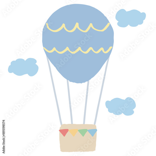 幼稚園・保育園向け やさしい挿絵イラストカットシリーズ｜気球 / Gentle Illustration for Kindergarten & Nursery – Hot Air Balloon