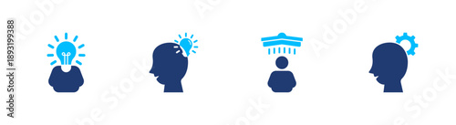 Smart icon set. intelligence, thinking, idea, brain, solution. solid style icon collection