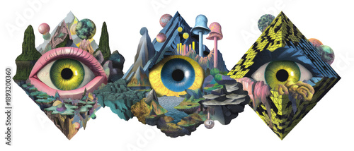 Wallpaper Mural Surreal Conceptual Art Depicting Surveillance in a Modern Society Landscape Torontodigital.ca