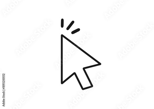 黒い線だけのマウスポインタがクリックするシンプルなイラスト